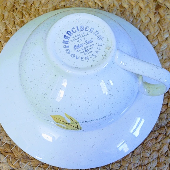 Vtg MCM California Franciscan Earthenware Autumn Pottery Dinnerware Cup & Saucer - Picture 4 of 11